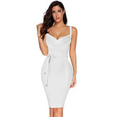 Midikleid mit Wickeldesign und Trägern in Weiß